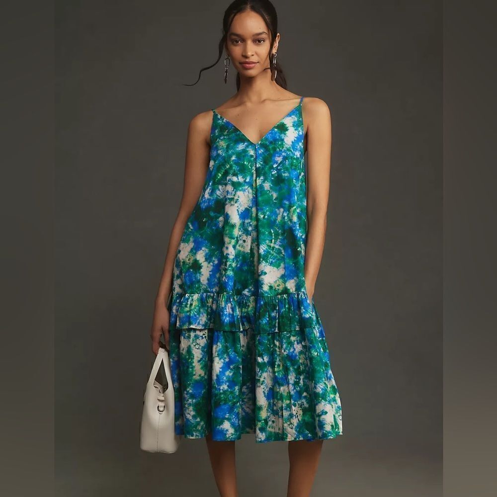 Anthropologie Corey Lynn Calter V-Neck Ruffle Midi Dress NWT
